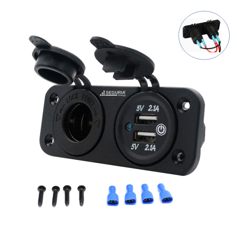 Panel-Cargador-USB-con-cigarrera-para-auto-12v-24v-empotrado-carga-rapida-Snergy-Peru