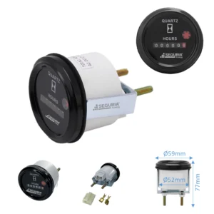 Horometro analogico circular 12V-24VDC de 59mm para maquinaria pesada-generador electrico-maquinaria agricola e industrial Peru