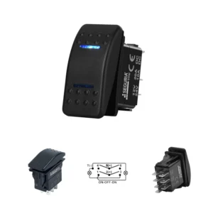 Interruptor Basculante 7 pines ON-OFF-ON 12V-20A 24V-10A 7 pines con luz led azul 3 posiciones