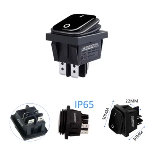 Interruptor Basculante 4P Impermeable ON OFF 12V 24V 4 pines empotrabale 22 x 30mm color negro