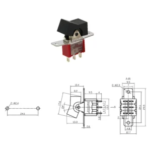 Interruptor basculante 3P SE3030 3A-250VAC 5A-125VAC 3 pines color rojo terminal para soldar snergy