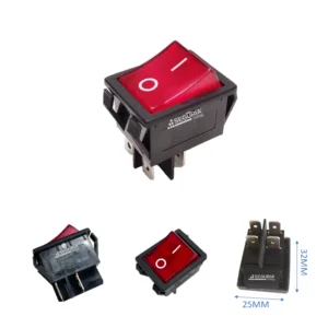 Interruptor Basculante 4P SE3051 con luz led roja ON-OFF 16A 250VAC switch repuesto calidad 4 pines Snergy