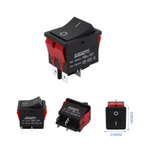 Interruptor Basculante 4P SE3052 negro 22A 250VAC switch repuesto calidad 4 pines Snergy