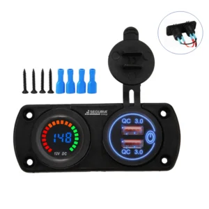 Cargador usb panel SN405 con indicador voltimetro digital LED 12VDC-carga-rapida-qc3.0-auto-embarcaciones-12VDC-Snergy-Peru