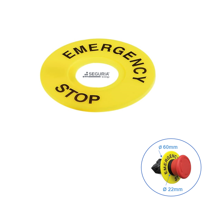 Anillo Boton parada emergencia 22mm color amarillo para pulsador tipo hongo 22mm