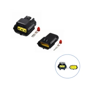 Conector 3 pines SE23032 hembra y macho automotriz negro y amarillo econoseal Snergy