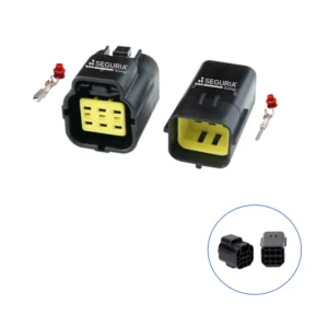 Conector 6 pines SE26026 hembra y macho automotriz negro y amarillo econoseal Snergy (1)