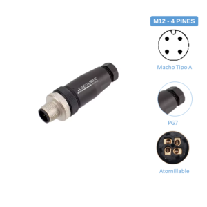 Conector M12 4Pines SE24401 recto-macho-tipo A- PG7 repuesto de calidad Snergy