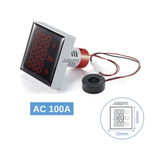 Voltimetro Amperimetro Frecuencia AC100A50X50 60V-500V panel 50X50mm rojo diametro 22mm con transformador-medidor de voltaje AC Snergy Lima Peru