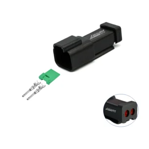 Conector deustch 2P macho negro DT04-2P-E005 automotriz 2 pines con terminales 20-14awg
