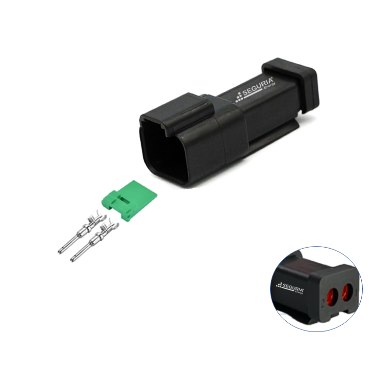 Conector deustch 2P macho negro DT04-2P-E005 automotriz 2 pines con terminales 20-14awg