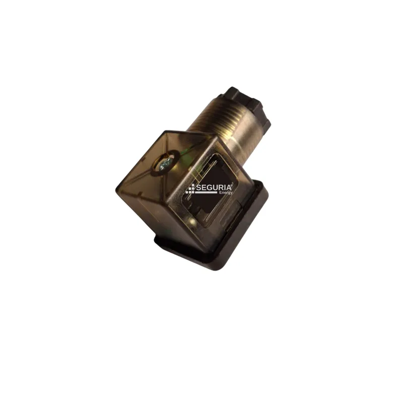 Conector valvula 43650A 24VDC transparente 2P +E tipo A 24 voltios color marron con indicador led Snergy